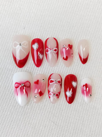 Red Heart Whisper | Handmade Nail