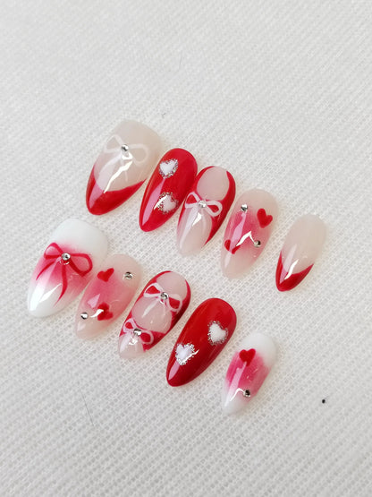 Red Heart Whisper | Handmade Nail