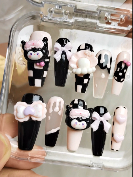 Lattice Kuromi | Handmade Nail