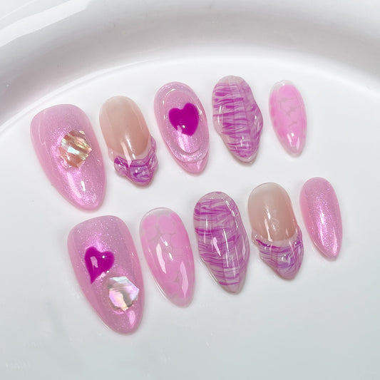 Barbie Pink Heart | Handmade Nail