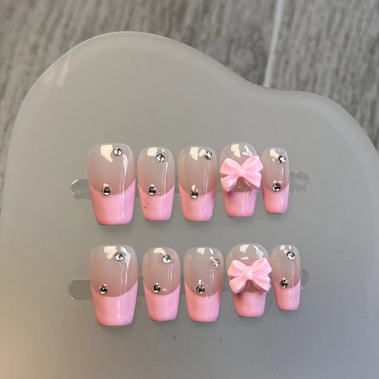 Pink Bow | Handmade Nail