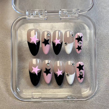 Pink Star French Tip Nail | Handmade Nail